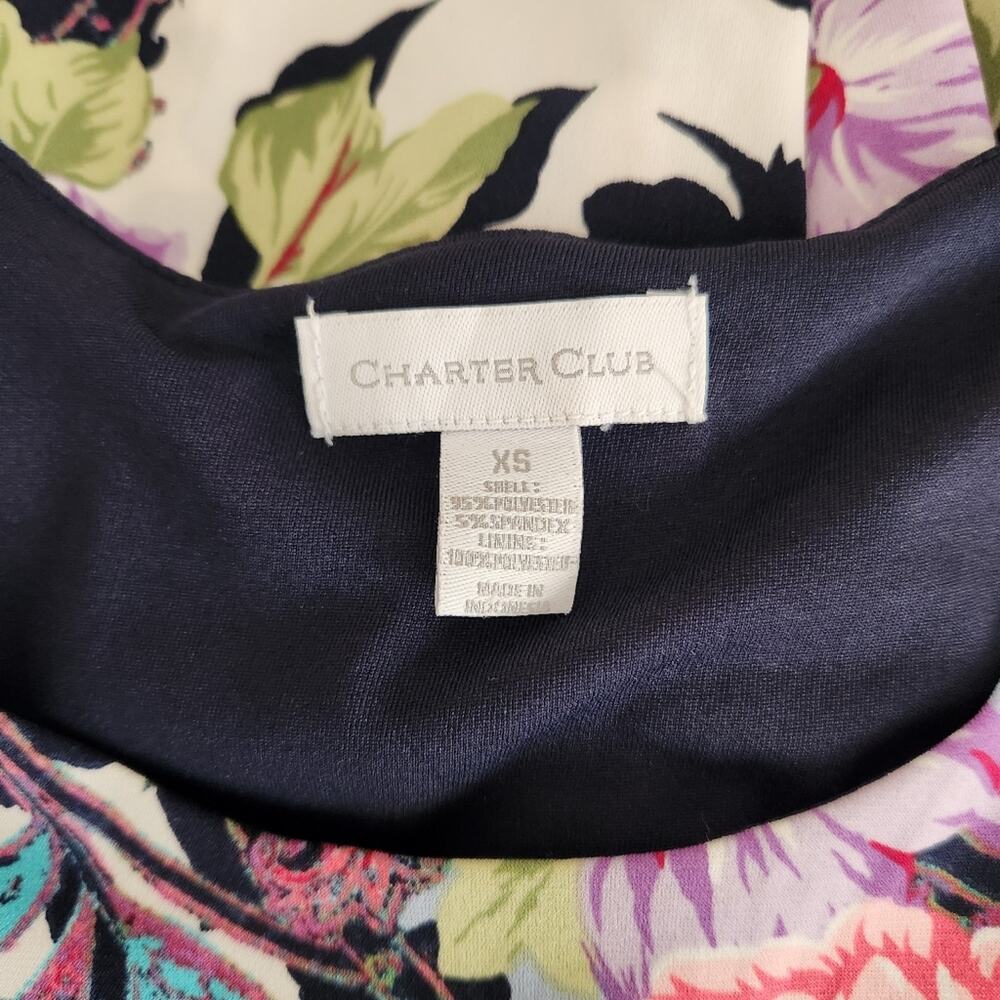 CHARTER CLUB Floral Print Sleeveless Fit & Flare Knee Length Dress Size XS - Picture 7 of 11